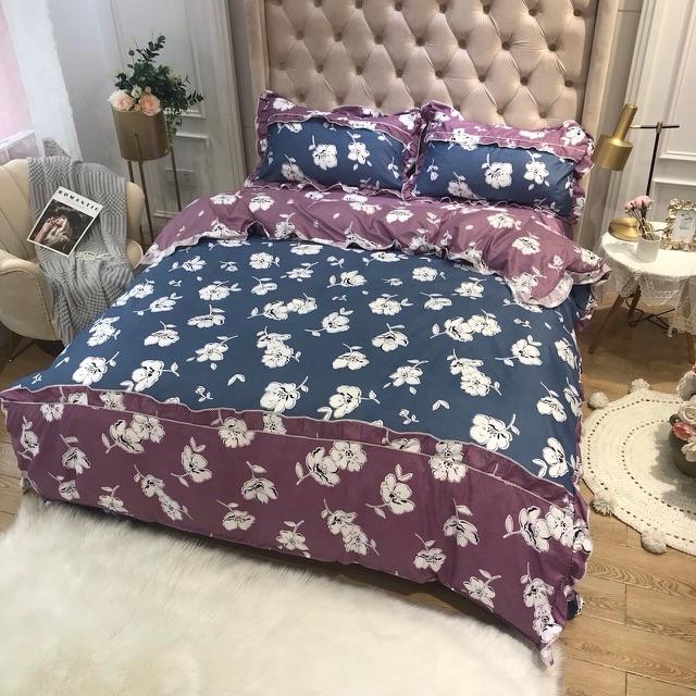 Bộ chăn ga gối cotton bánh bèo 4 món y hình