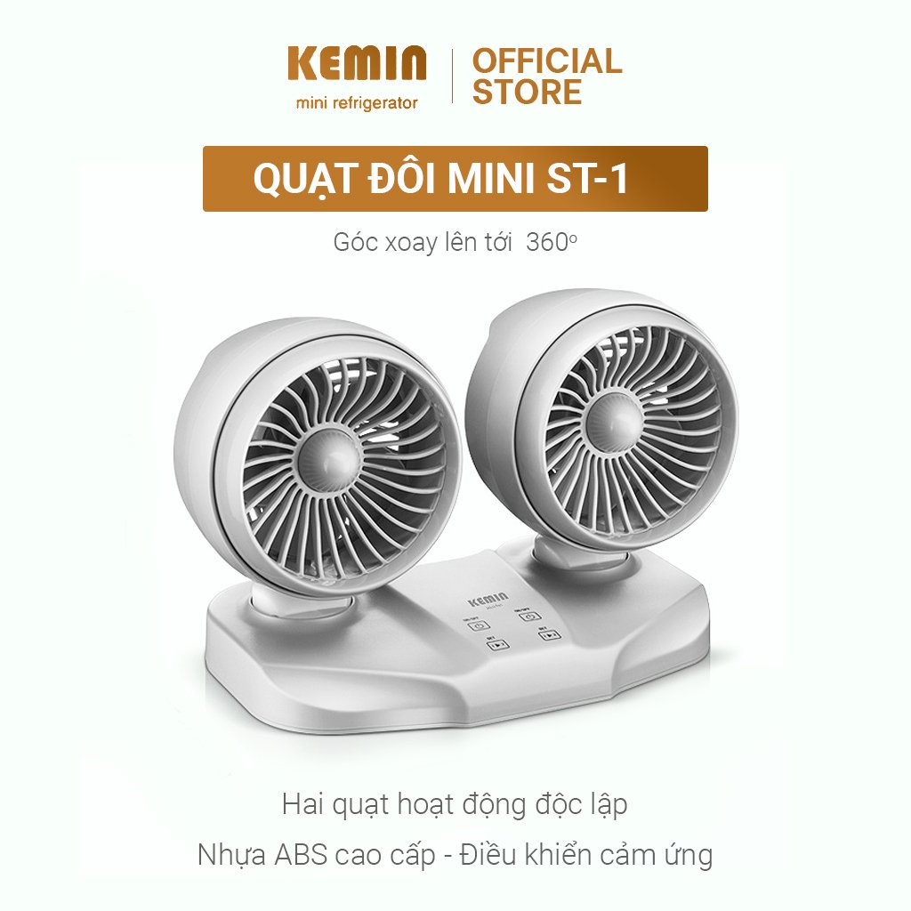 Quạt đôi mini USB KEMIN ST Chính hãng-1 Đa Năng Xoay 360 độ - Để bàn làm việc và ô tô