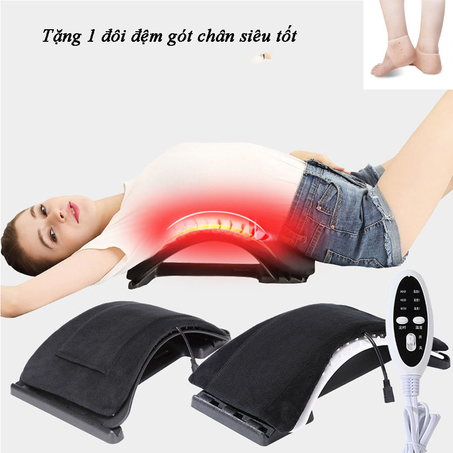 Máy Nắn Chỉnh Lưng, Cột Sống Thế Hệ Mới Bằng Điện - Với 3 Chế Độ Sưởi Nhiệt Khác Nhau - Hỗ Trợ Giảm Đau Lưng, Thoát Vị Đĩa Đệm, Đình Hình Cột Sống  - Tặng Kèm 1 Bộ Đệm Gót Chân Siêu Tốt