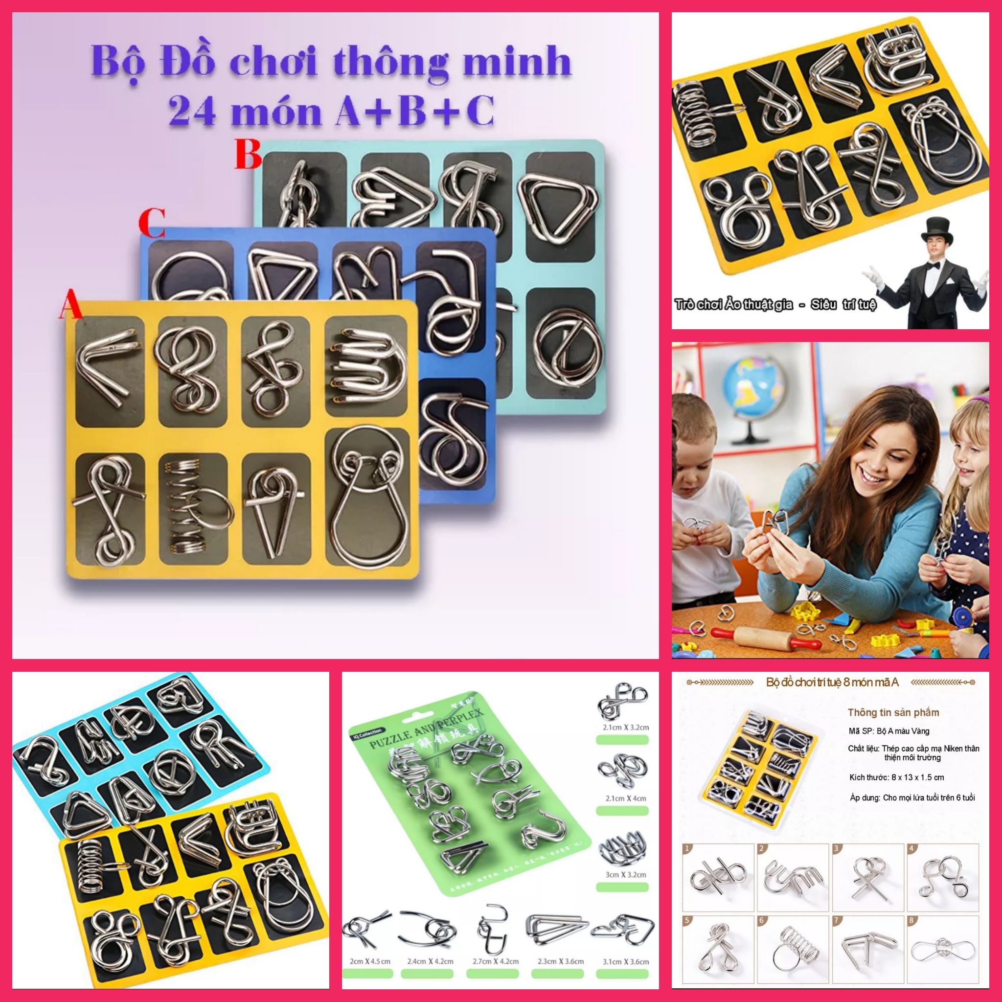 BỘ 3 HỘP MÓC KHÓA IQ TRÍ TUỆ PHÁT TRIỂN THÔNG MINH CHO BÉ HÀNG CHUẨN