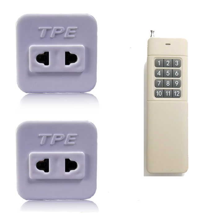 Bộ 2 ổ cắm điều khiển từ xa hồng ngoại RF TPE TF10 + Remote 12 nút R4B12