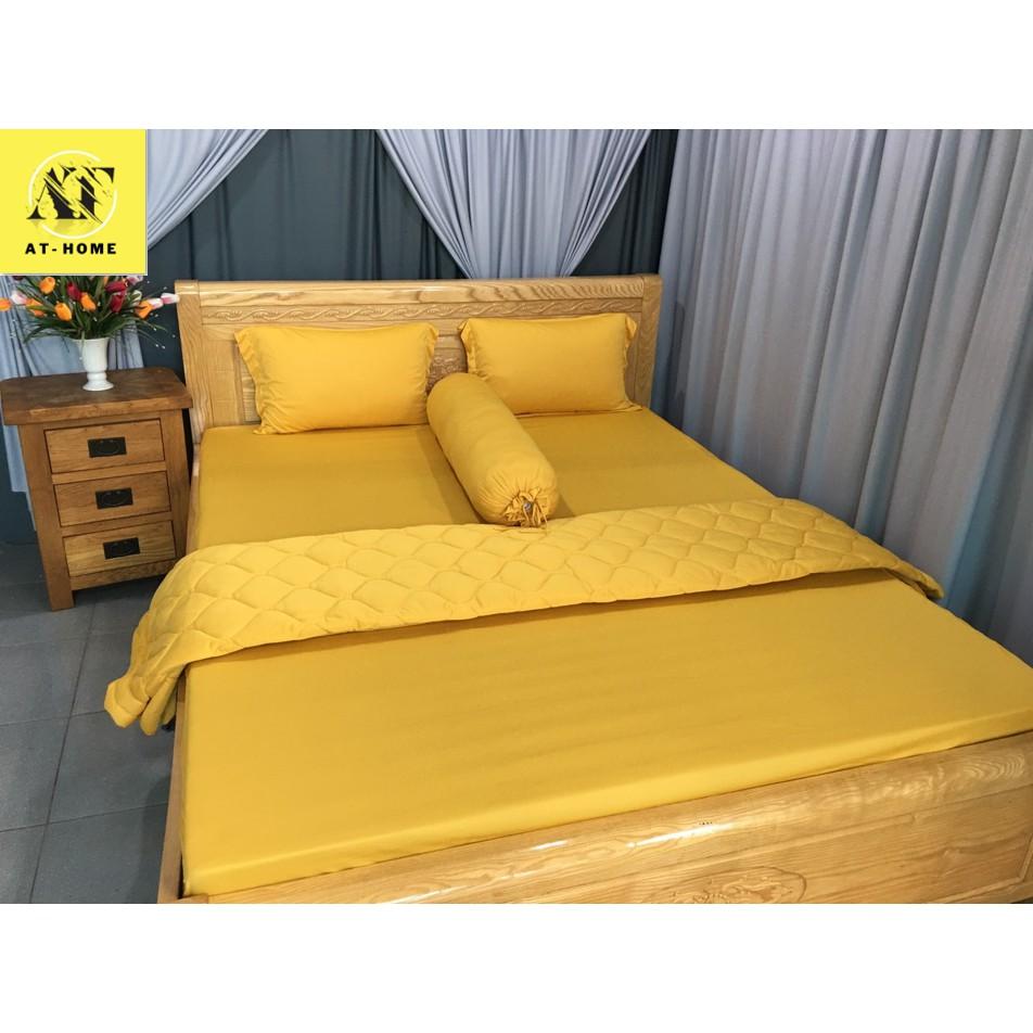 Bộ 4 Món Ga Gối Thun Mát Mềm Thun Lạnh Cao Cấp Thương hiệu LAN PHAM BEDDING - Màu Vàng