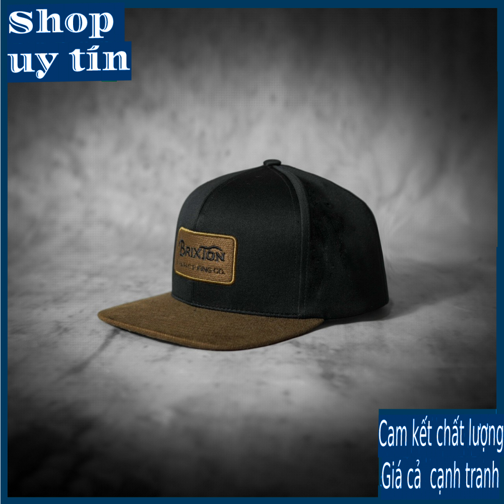 Freeship - MŨ NÓN KẾT LƯỠI TRAI SNAPBACK ĐEN KẾT HỢP NÂU THỜI TRANG NAM NỮ CHẤT LƯỢNG CAO CẤP - KIEU CPK