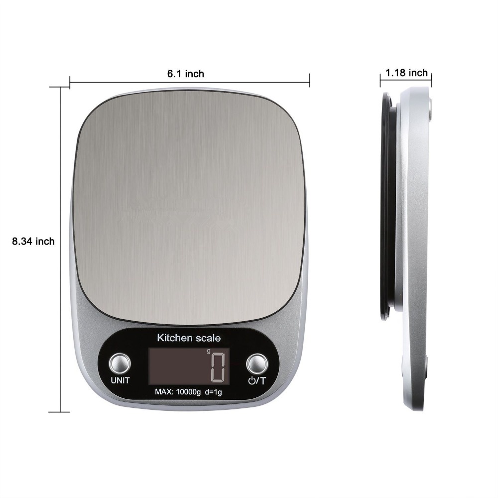 Cân tiểu ly điện tử nhà bếp mini định lượng 1g - 10kg làm bánh độ chính xác cao kèm 2 viên pin AAA - Hàng Chính hãng dododios