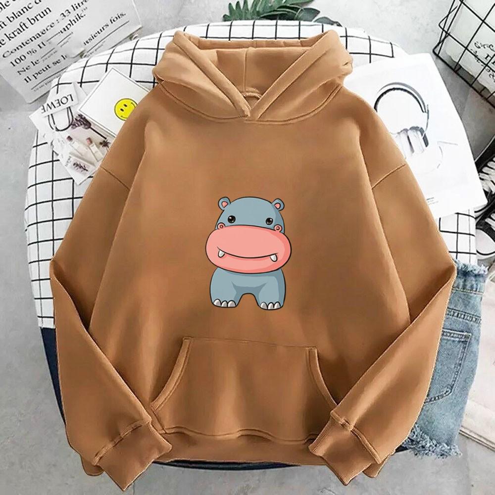 Áo hoodie nam nữ in hình Hà Mã dễ thương, chất nỉ dày dặn, nón 2 lớp, thích hợp làm áo cặp William - DS132