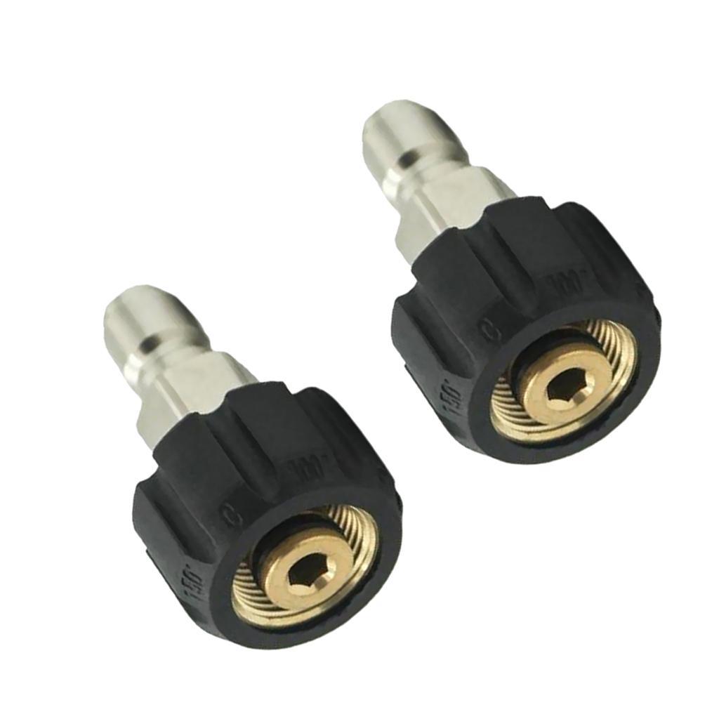 2 Pieces Pressure Washer Female M22/14 to 1/4 Male Plug Brass