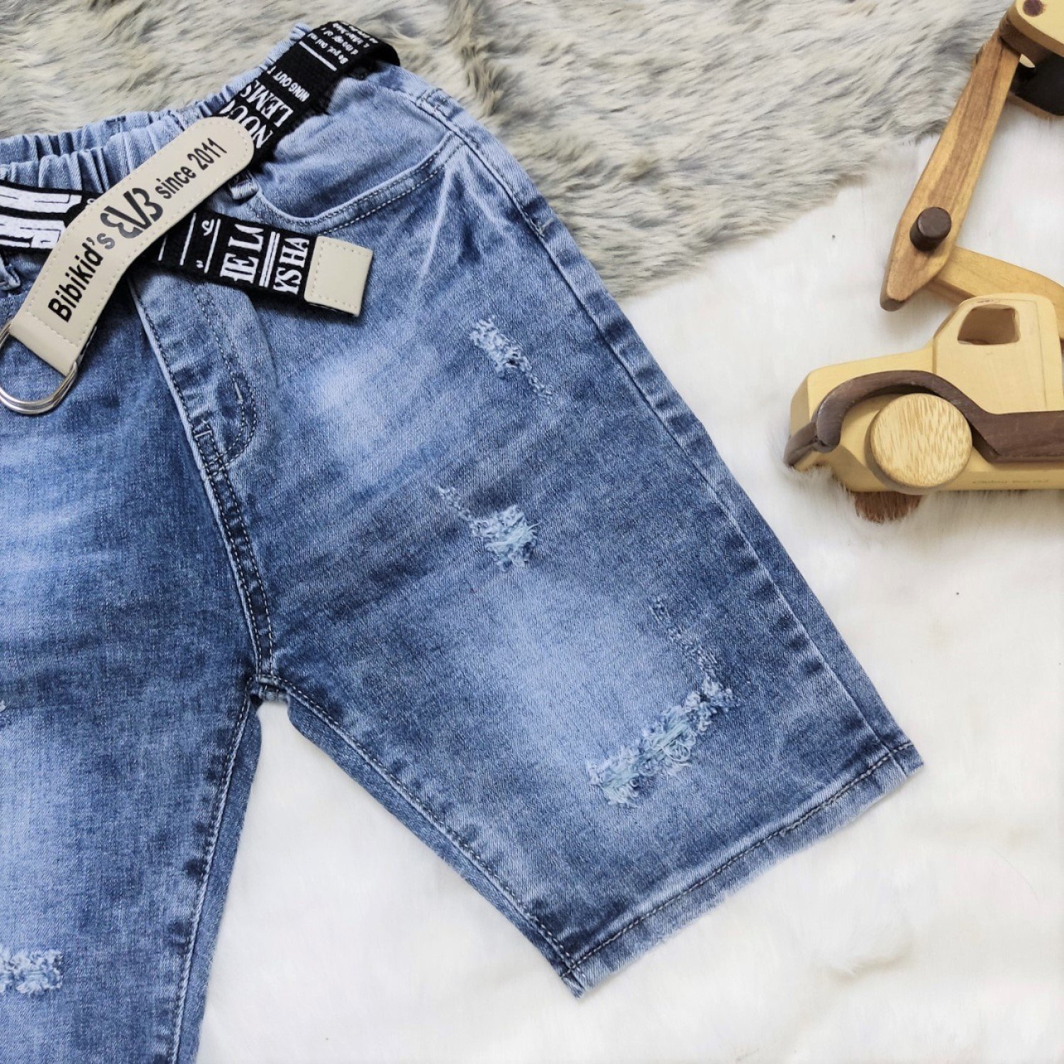 Q00000120 Quần jean lửng kèm nịt cao cấp bé trai, jean co giãn, wax nhẹ từ 6-12 tuổi