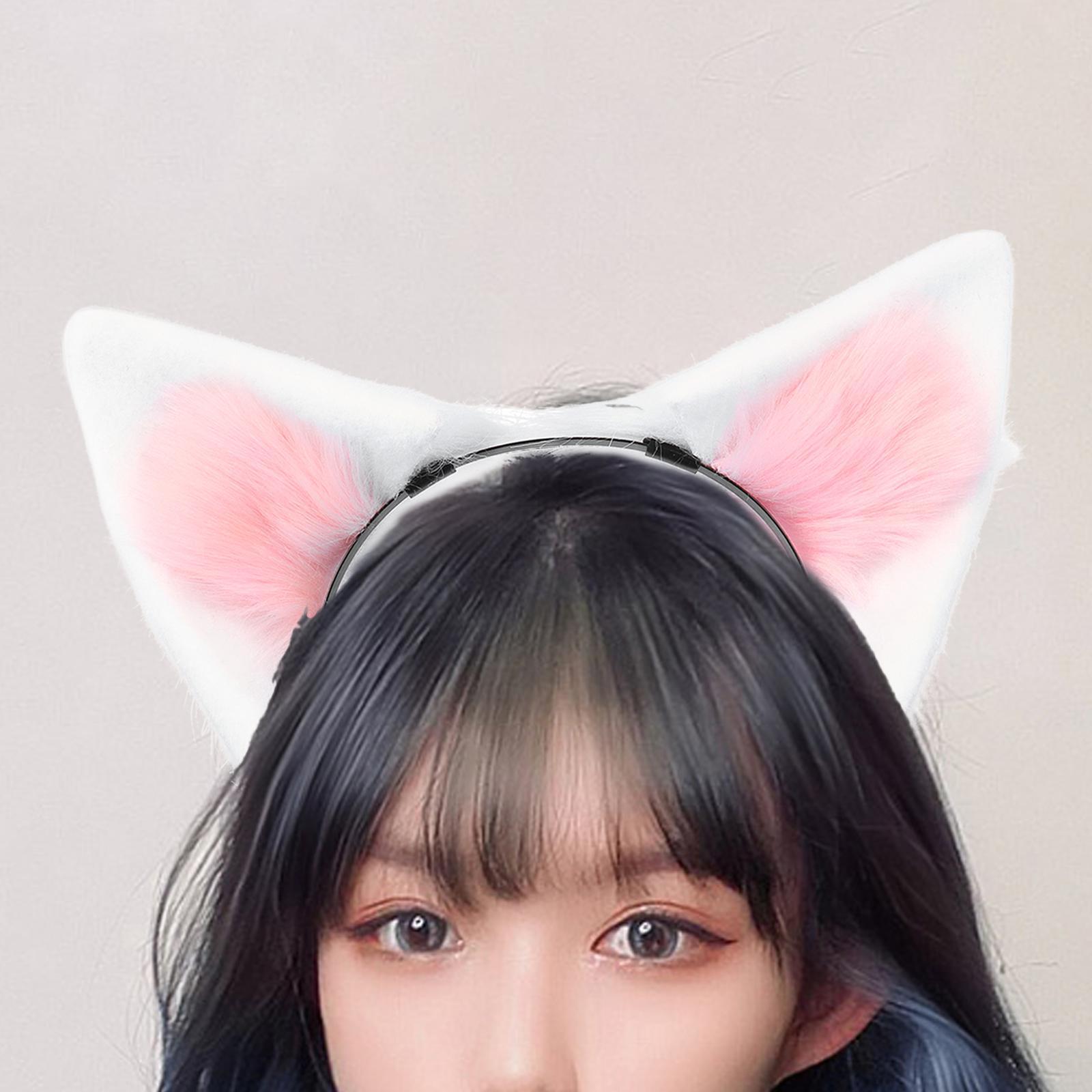 Ears Headband Adult, Plush Animal Headband Faux Cute Photo Props Hair Accessories Cosplay Headwear Hair Hoop with Ears for Fancy Dress Decor