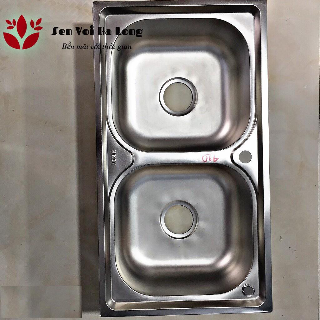 {HÀNG CHUẨN} Chậu rửa bát 2 hố INOX và Xả chậu - Bảo hành 12 tháng