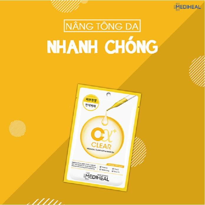 Combo 10 Mặt Nạ Dưỡng Da Trắng Sáng, Nâng Tone Da Tự Nhiên Mediheal Clear Alpha Mask Ex 23ml x 10