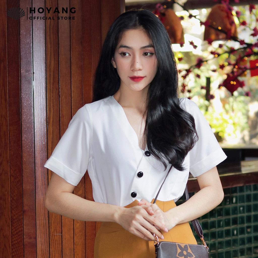 Áo Cổ Tim Đắp Chéo Duyên Dáng HOYANG AHY61