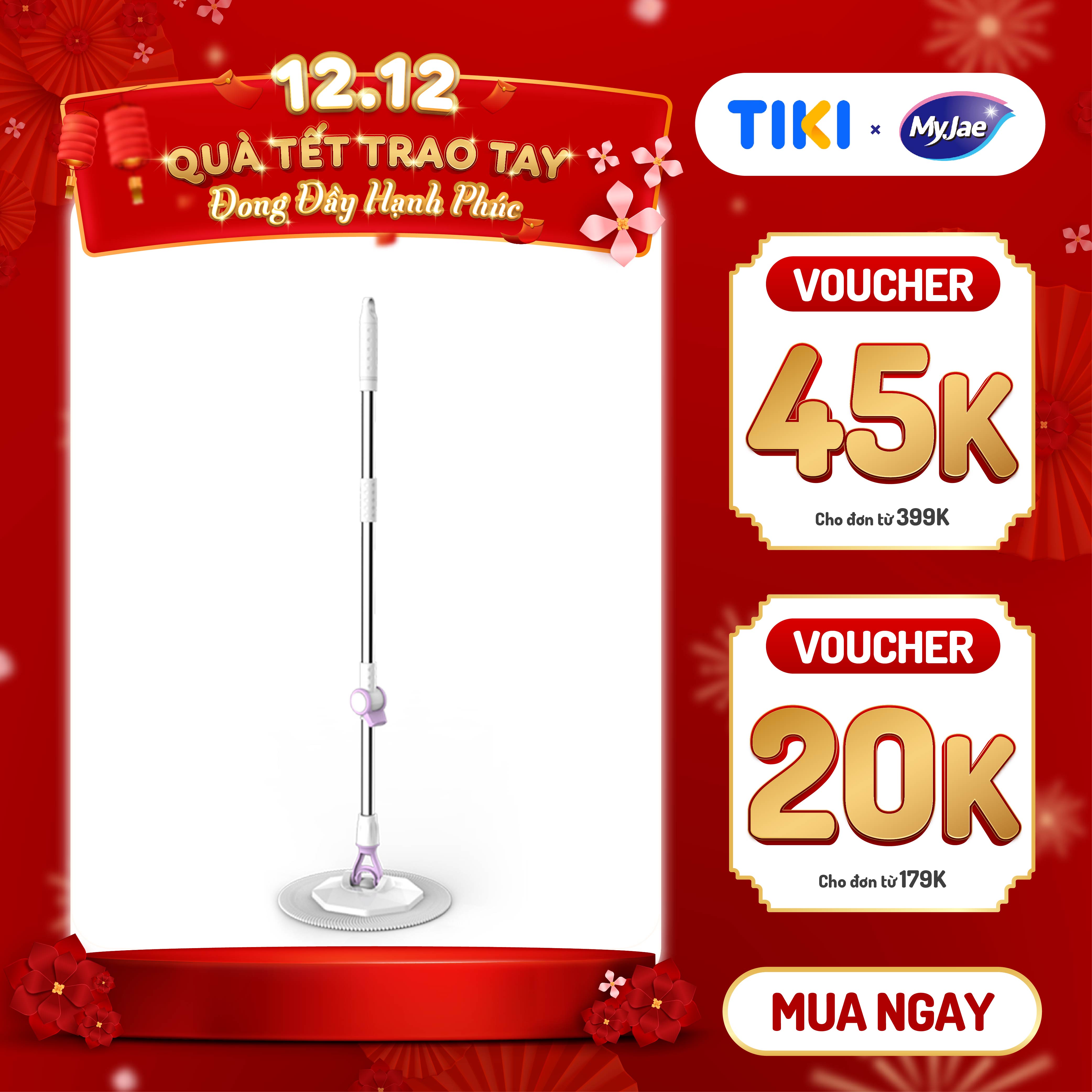 Cây Lau Nhà Đơn Myjae Sợi Microfiber Xoay 360 Độ Phù Hợp Cho Nhiều Loại Thùng Lau 134Cm