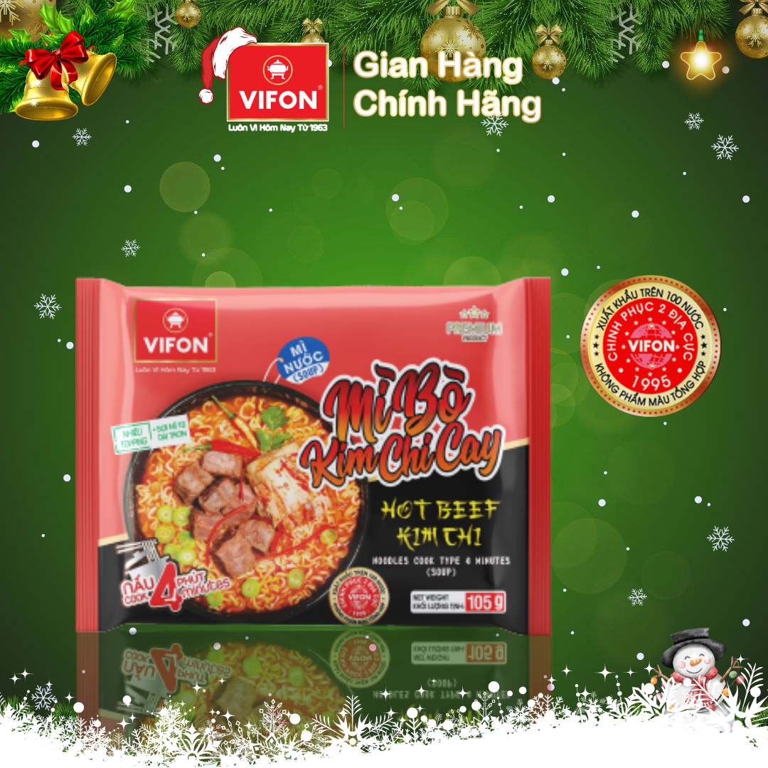 Thùng 24 gói Mì Bò Kim Chi Cay VIFON 105g / Gói