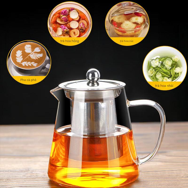 Ấm pha trà thủy tinh chịu nhiệt kèm lõi lọc Inox Echo Japan 650ml