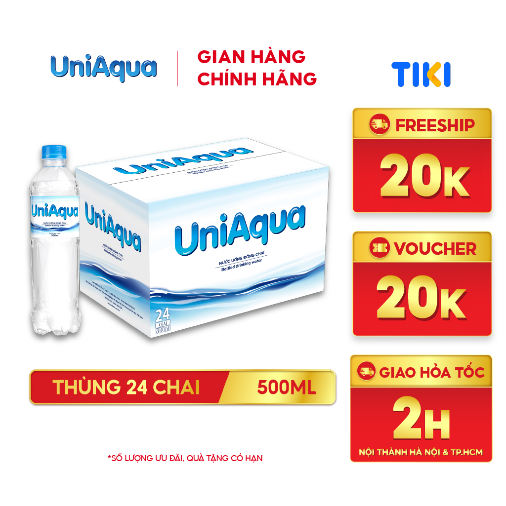 Nước uống đóng chai UniAqua - Thùng 24 chai 500ml