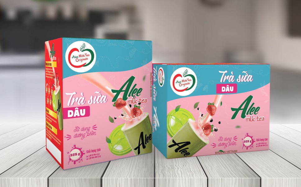 Trà Sữa Vị Dâu Nguyên Chất ALEE FOODS Hương Vị Đậm Đà Hấp Dẫn Chuẩn Vị Trà Sữa Khối Lượng 325g