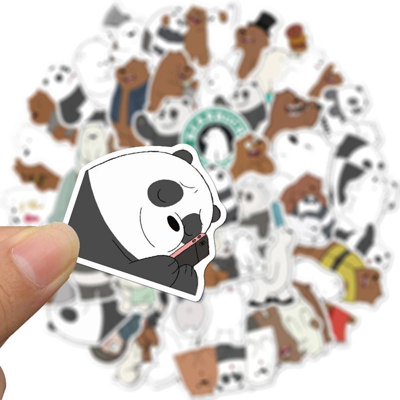 Sticker 3 gấu đáng yêu Cắt Sẵn Hình Dán Trang Trí Mũ Bảo Hiểm Laptop Điện Thoại Ván Trượt Sổ tay Notebook