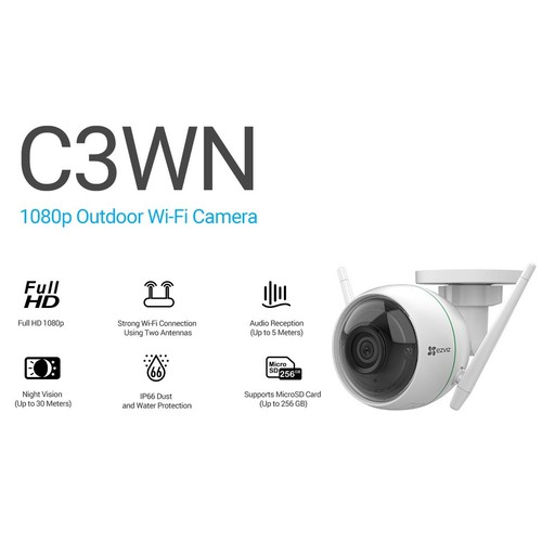 Camera IP Wifi Ngoài Trời Ezviz C3WN Full HD1080P ( hỗ trợ thẻ nhớ lên đến 128G) - Hàng nhập khẩu