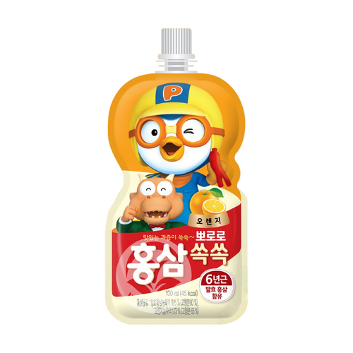 Thùng 40 Túi Nước Hồng Sâm Pororo Vị Cam 100ml