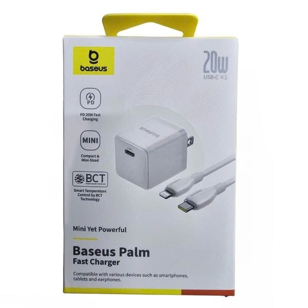 Bộ Sạc Nhanh Baseus Palm 1C 20W kèm cáp C to Ln 20W dùng cho iphone 14/13/12/11/x/...Hàng Chính Hãng