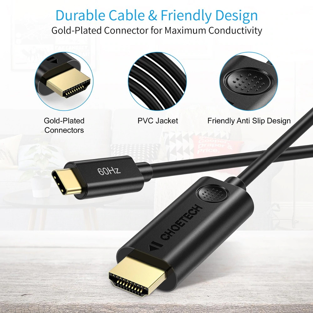 Dây Cáp Chuyển Đổi USB Type C To HDMI 4K 60Hz Dài 1.8M CHOETECH CH0019 - Hàng Chính Hãng