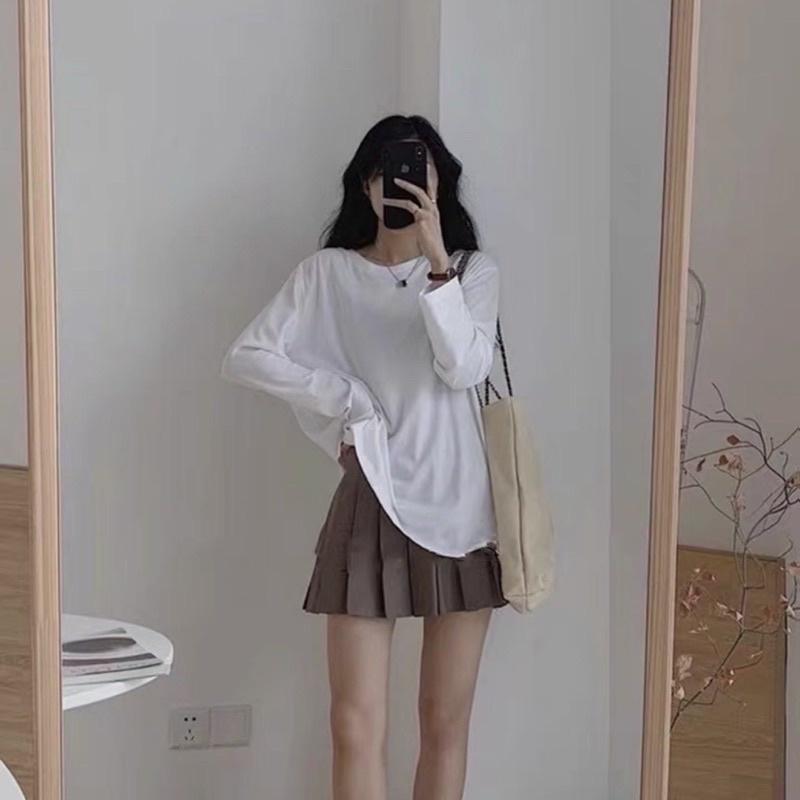 Áo thun dài tay cotton cổ tròn mùa thu Hàn Quốc nhiều màu Sollle