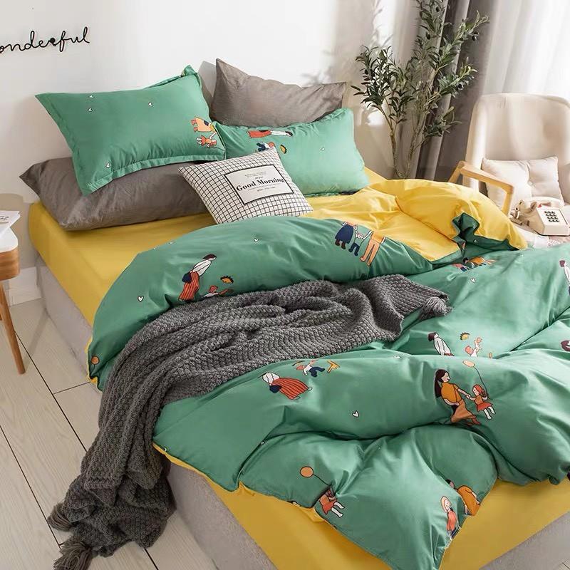Chăn Ga Gối Đệm -Sét Chăn Ga Gối Đời Sống Xanh PolyCotton Punpu3051