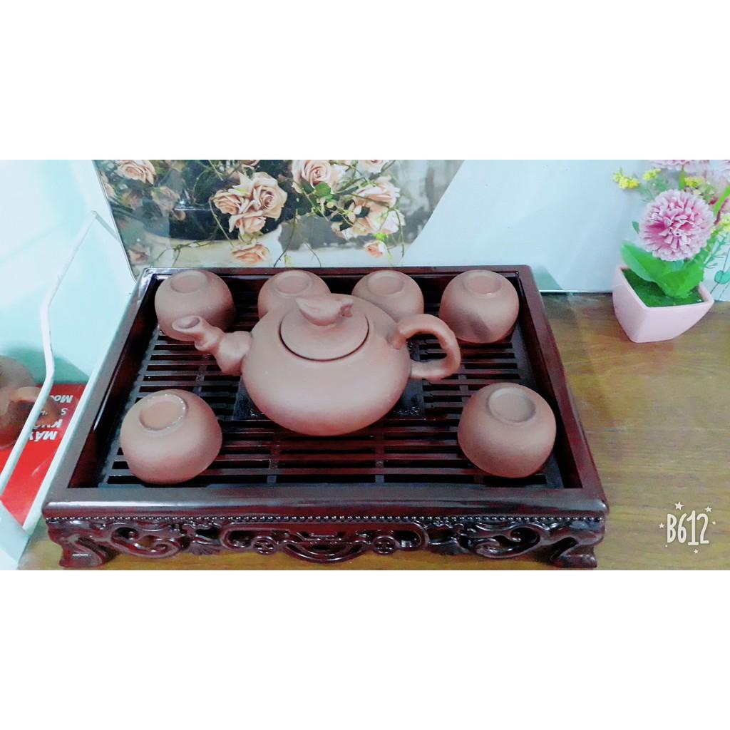 Khay sập đựng ấm chén nhựa giả gỗ 40x30cm - Loại 1