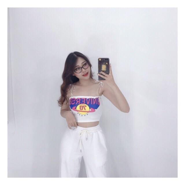 Áo Croptop Nữ - Croptop Dây Nơ In Hoạ Tiết Phong Cách Hè