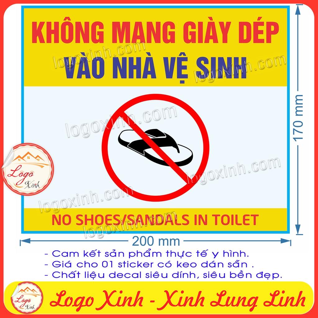 Logo Tem Sticker Yêu Cầu Không Mang Giày Dép Vào Nhà Vệ Sinh, No Shoes Sandals In Toilet, Giữ Sạch Sẽ Nhà Vệ Sinh