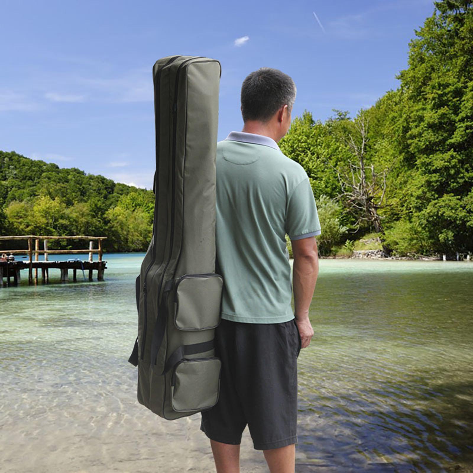 Fishing Rod Case Bag Organizer with Shoulder Strap, Tool Storage Fishing Pole Bag Carrier for Ice Fishing, Fly Fishing Rod, Reel, Tackle, Travel