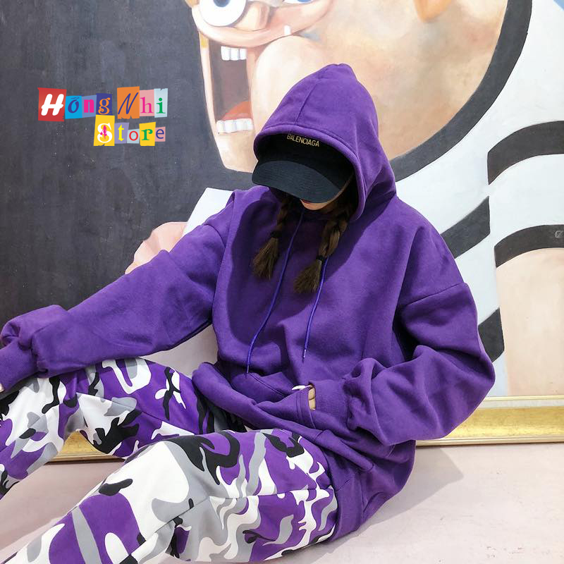 Áo Hoodie Trơn Màu Tím Cao Cấp Dáng Rộng Unisex Nam Nữ Mặc Được - MM