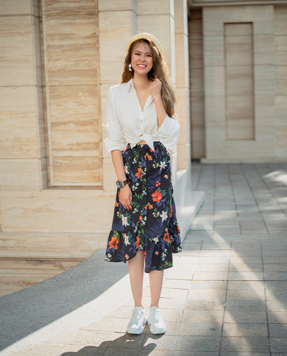 Váy Midi Xoè Lily SKI034 Thời trang thiết kế Hity