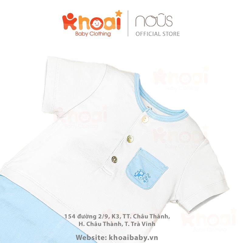 Bộ body cộc Nous petit xanh trơn - Chất liệu Nu Petit 95% cotton thiên nhiên