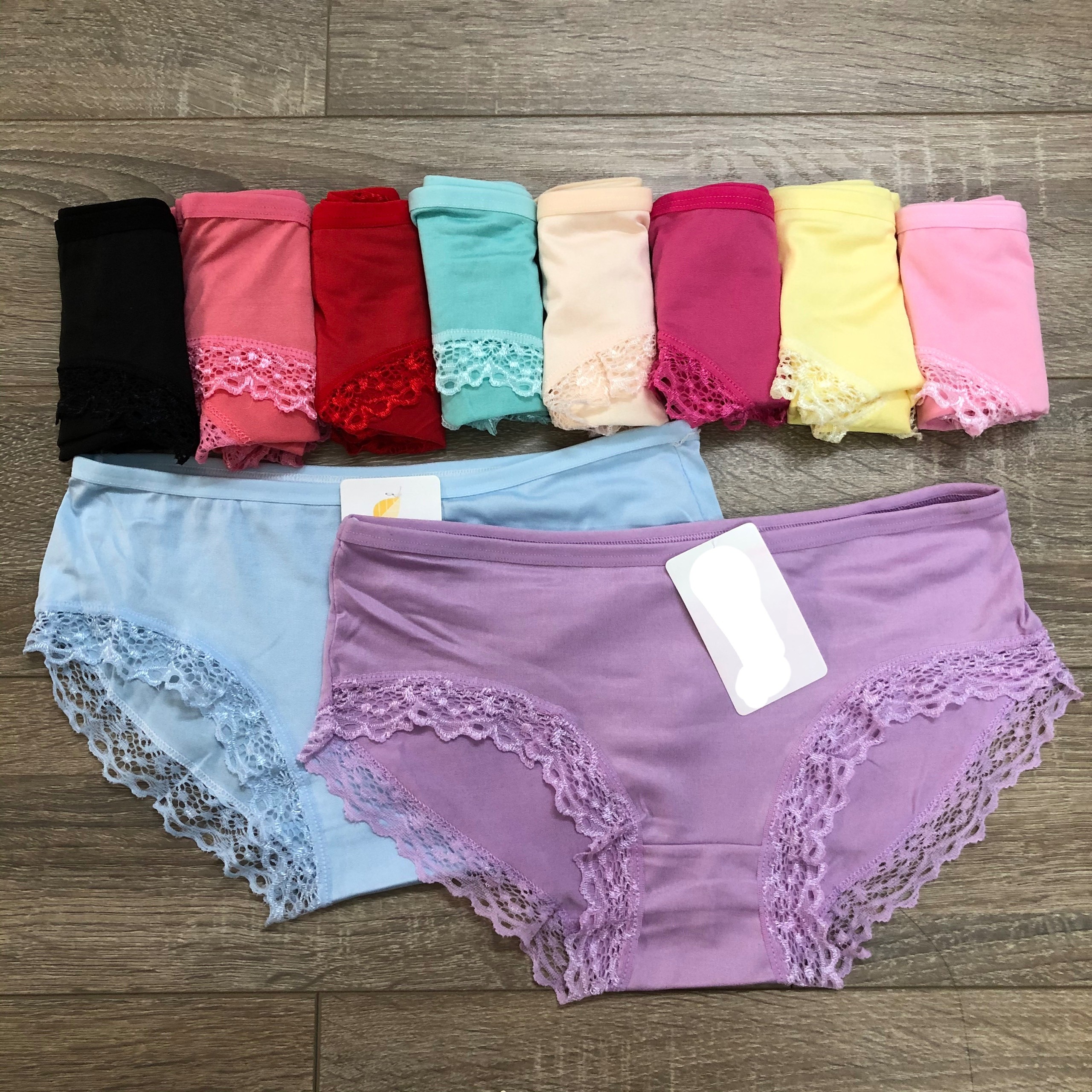 Combo 10 Quần Lót Nữ Trơn Cotton Viền Ren - Trộn màu ngẫu nhiên