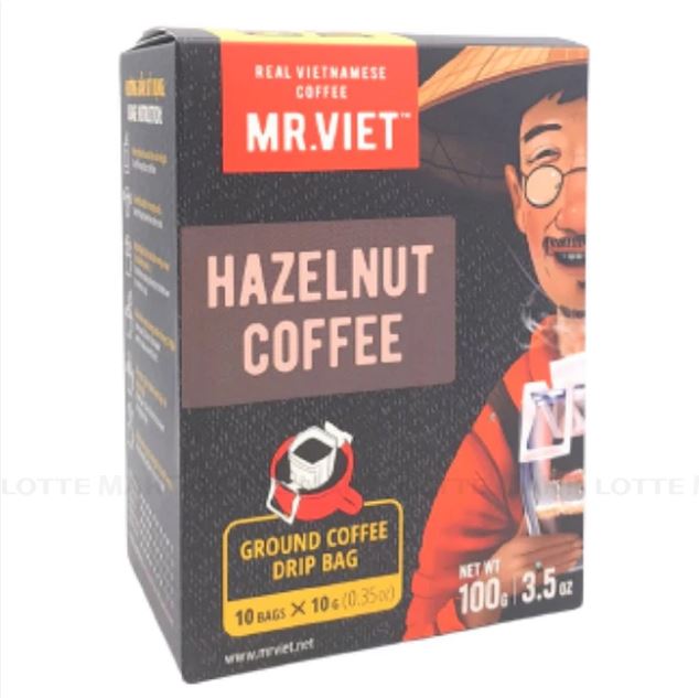 Cà phê rang xay phin giấy/ túi lọc Hazelnut hương hạt dẻ - Mr Viet Coffee (10 gói/hộp x 10g)