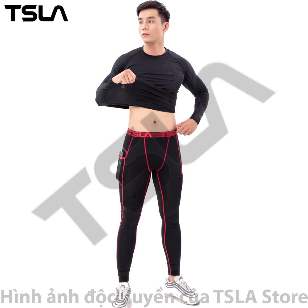 Áo giữ nhiệt thể thao nam dài tay cổ tròn TSLA lót lông chất thun form ôm body co giãn bóng đá gym thu đông TST2018