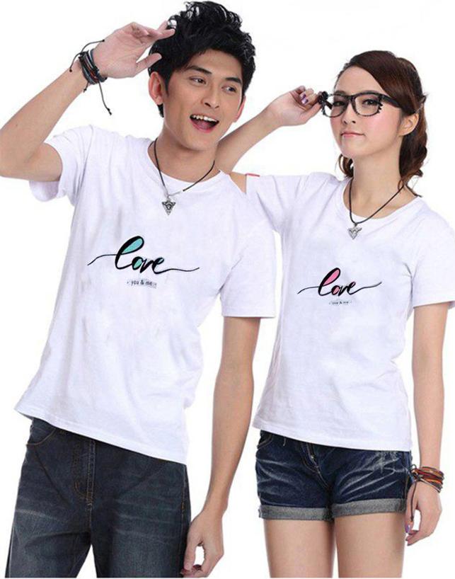 Áo Đôi Chữ Love Xanh Hồng Nam Nữ
