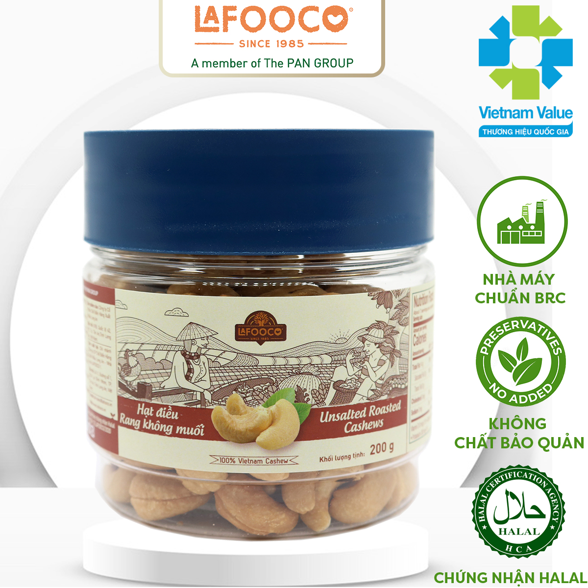  Hạt Điều Rang Không Muối 200g LAFOOCO Unsalted Roasted Cashew Nuts