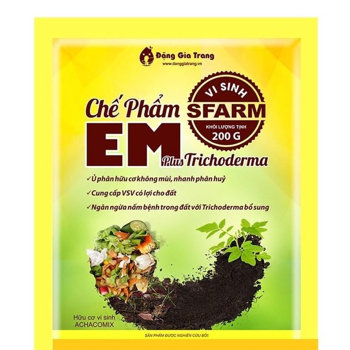 Chế Phẩm EM Plus Trichoderma Sfarm 200g phân huỷ nhanh và không mùi - Siêu Sale
