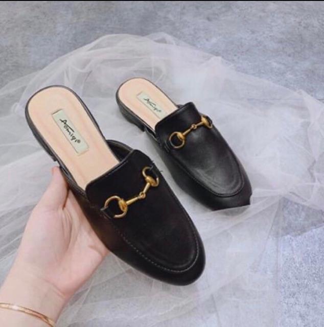 DL05 -Dép lê/ sục nữ siêu hót da lì mũi vuông khoá hàng loai 1 full box