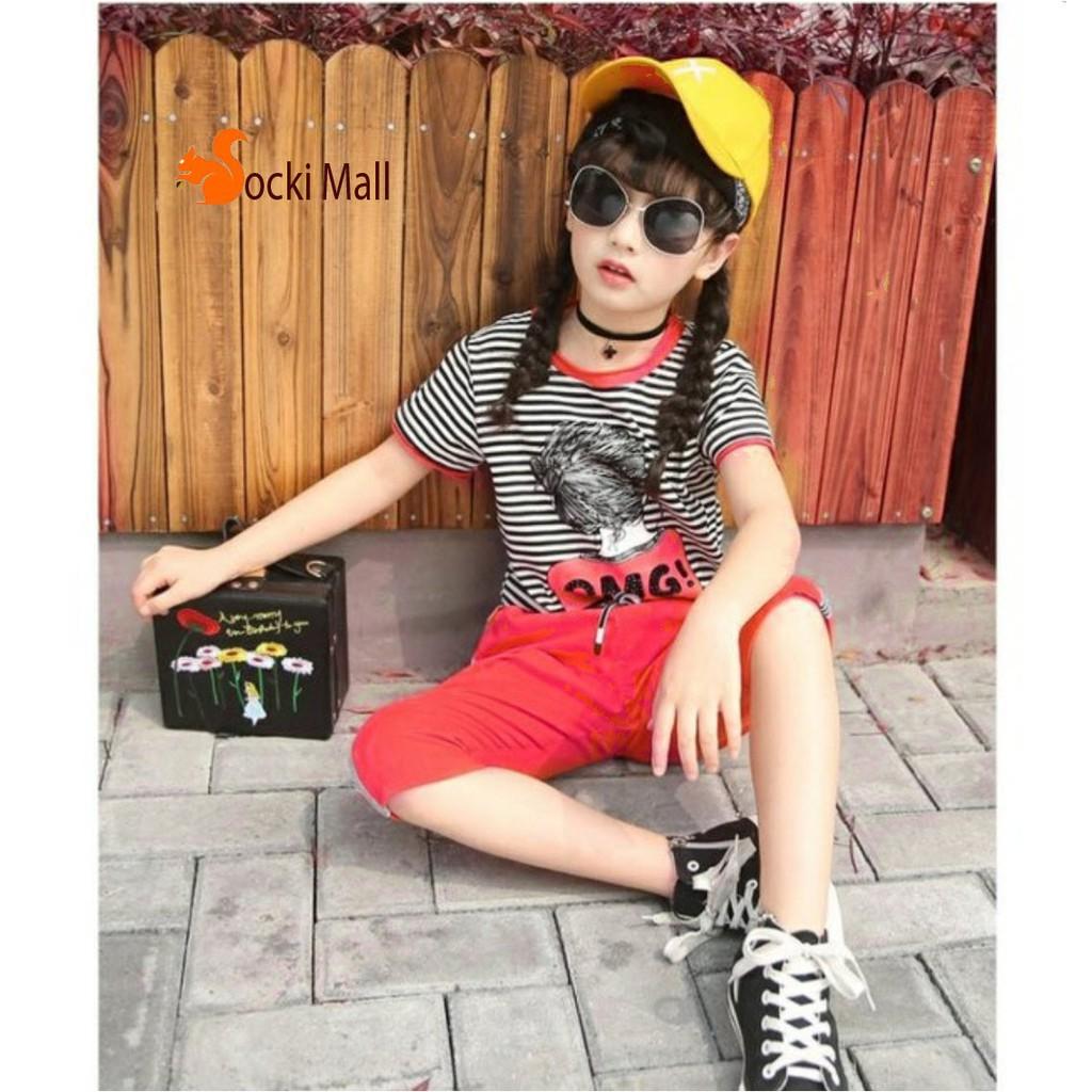 Bộ quần áo bé gái áo in sọc, kiểu quần lửng thời trang, sành điệu - Quần áo trẻ em - SockiMall.