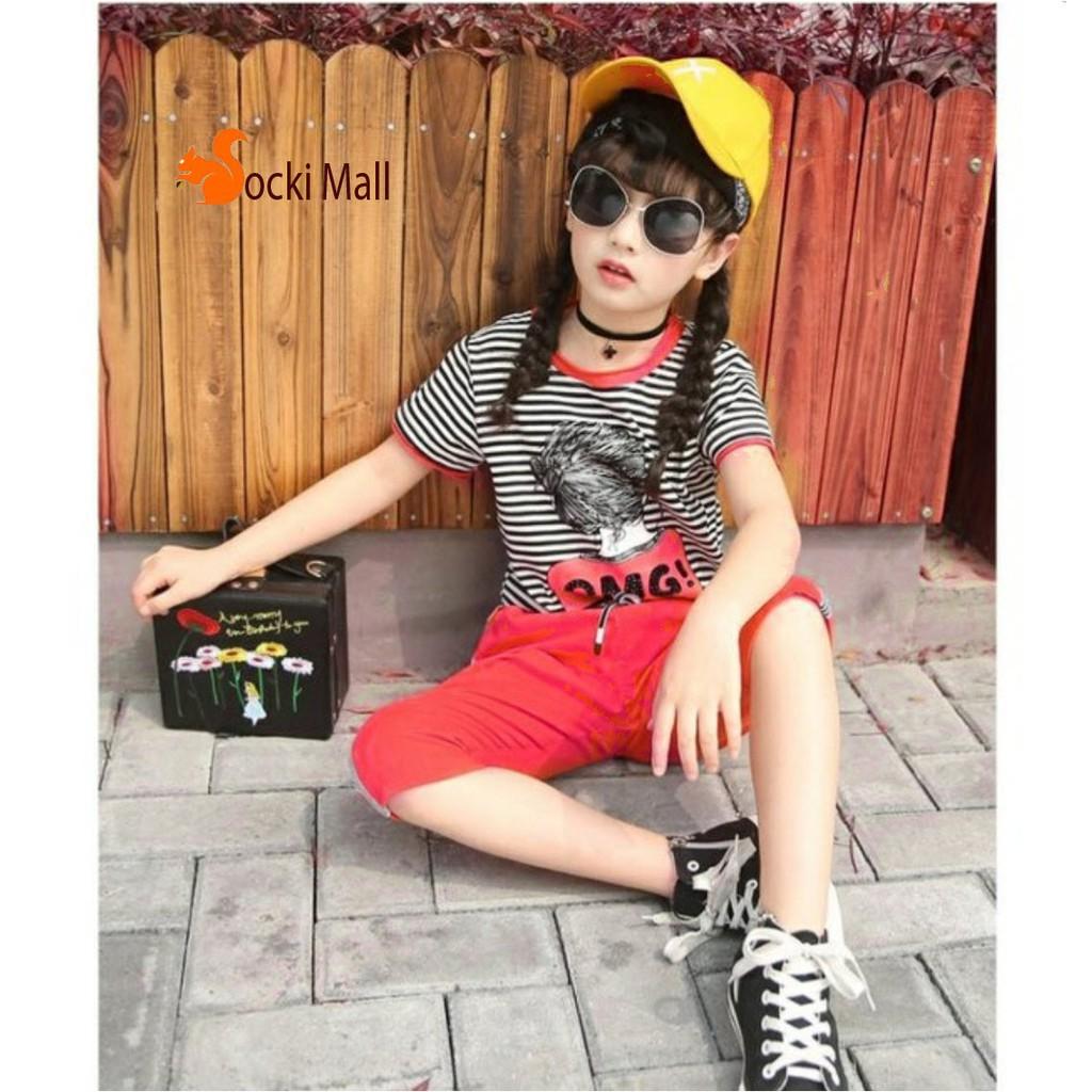 Bộ quần áo bé gái áo in sọc, kiểu quần lửng thời trang, sành điệu - Quần áo trẻ em - SockiMall.