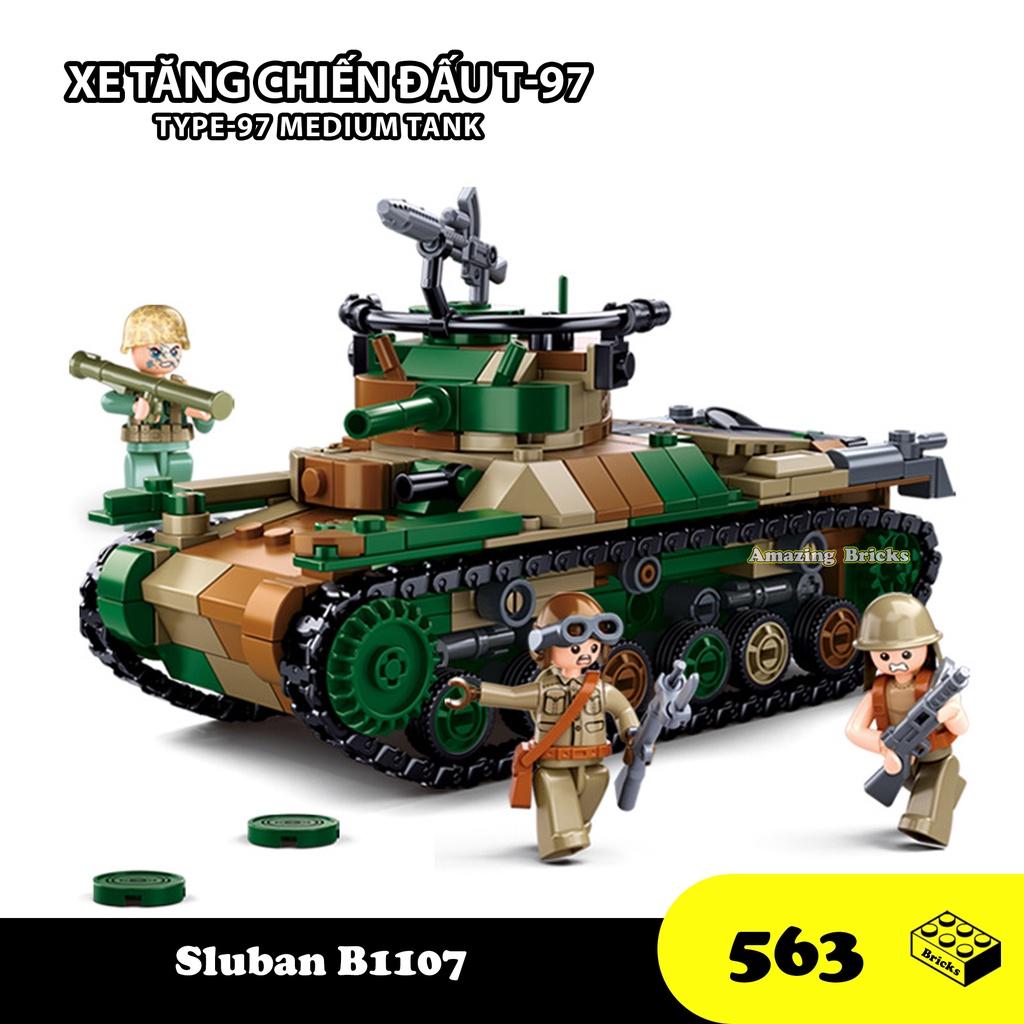 Đồ chơi Lắp ráp Xe Tăng T-97, Sluban B1107 Medium Tank, Xếp hình thông minh, Mô hình quân sự