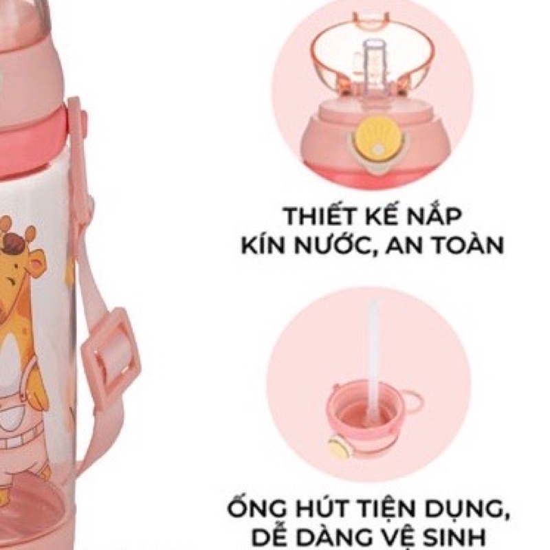 Bình Nước HoKori 450ml Nhựa Việt Nhật Cao Cấp An Toàn Chuẩn Nhật , EU - Hàng chính hãng