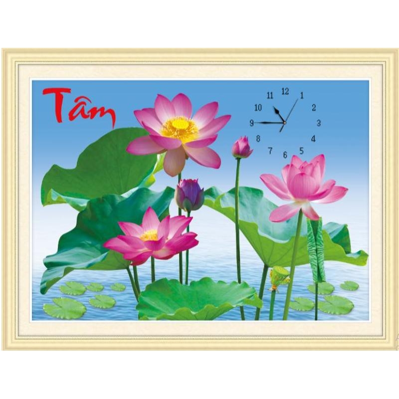 tranh thêu chữ thập đồng hồ - Tâm 78x58cm chưa thêu