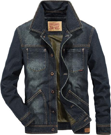 Men's Casual Denim Jacket Cotton Slim Fit Locomotive Jacket