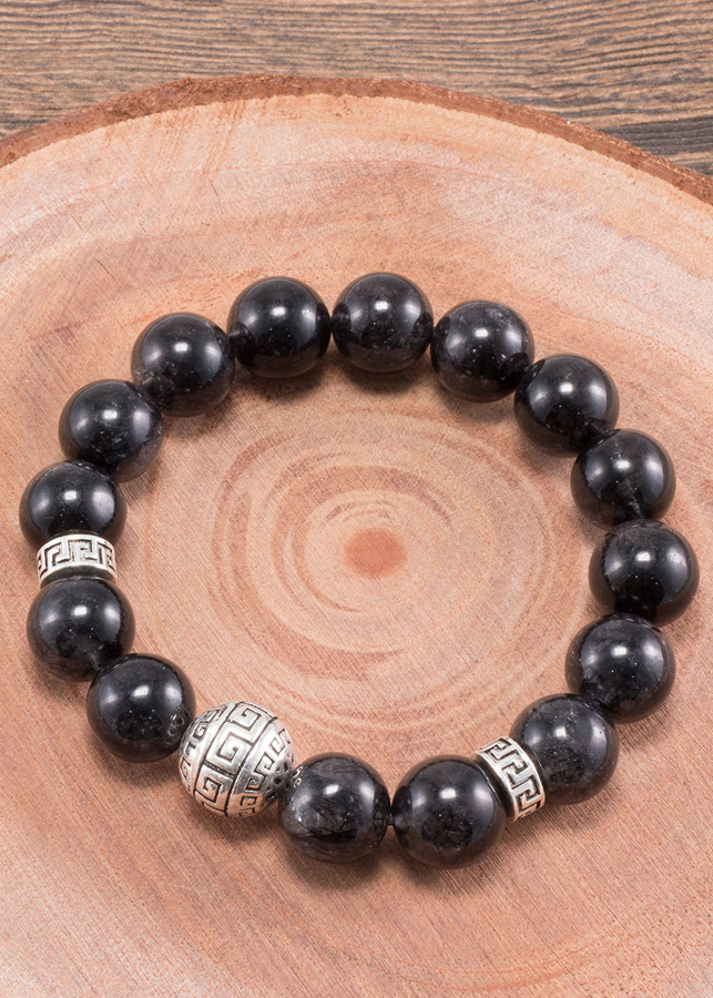 Vòng tay đá thạch anh tóc đen phối charm bạc Ngọc Quý Gemstones