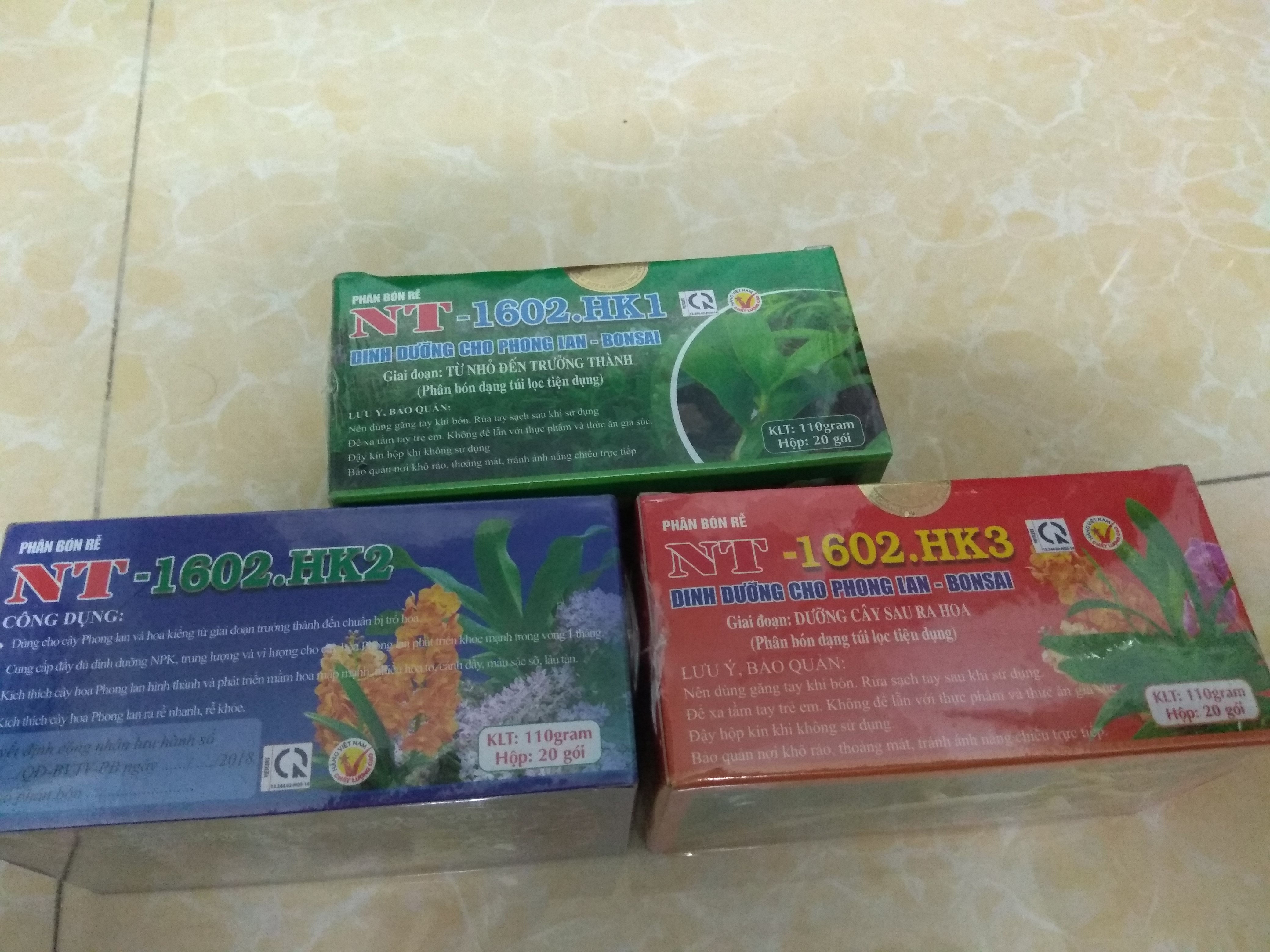 Combo 3 hộp loại túi lọc nuôi cây con đến trưởng thành, ra hoa, dưỡng cây sau ra hoa- HK1,HK2,HK3, hộp 20 gói
