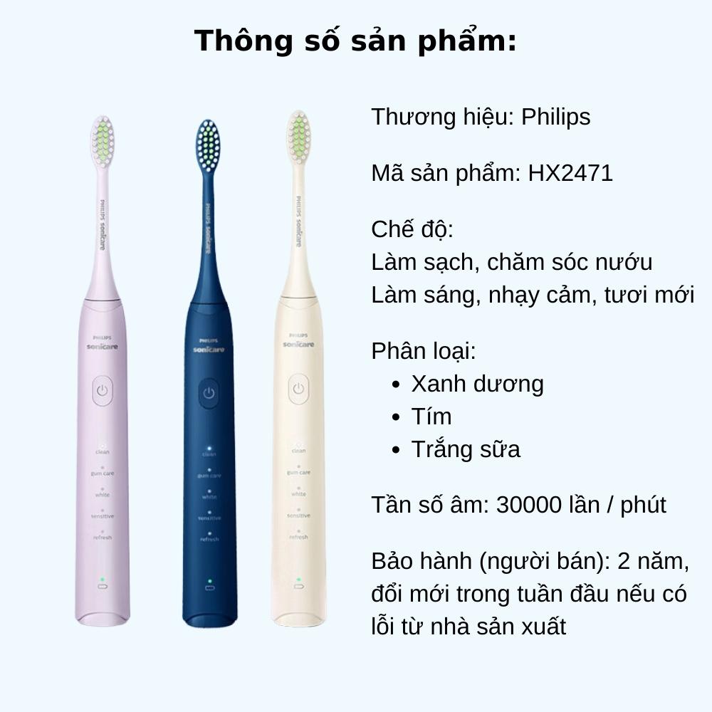 Bàn chải đánh răng điện Philips HX2471 với 5 chế độ làm sạch Công nghệ Sonicare Advanced Sonic - Hàng nhập khẩu